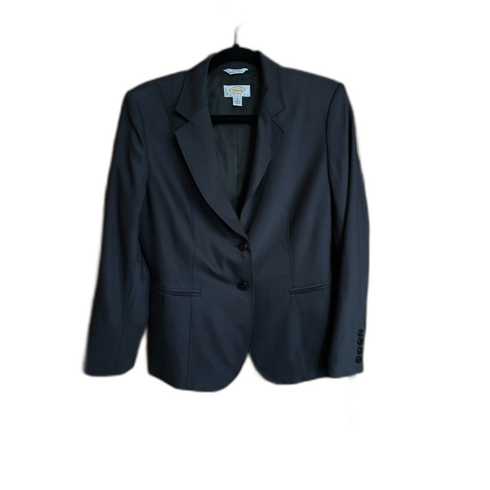 Talbots Black 2 Button Lined Wool Blazer